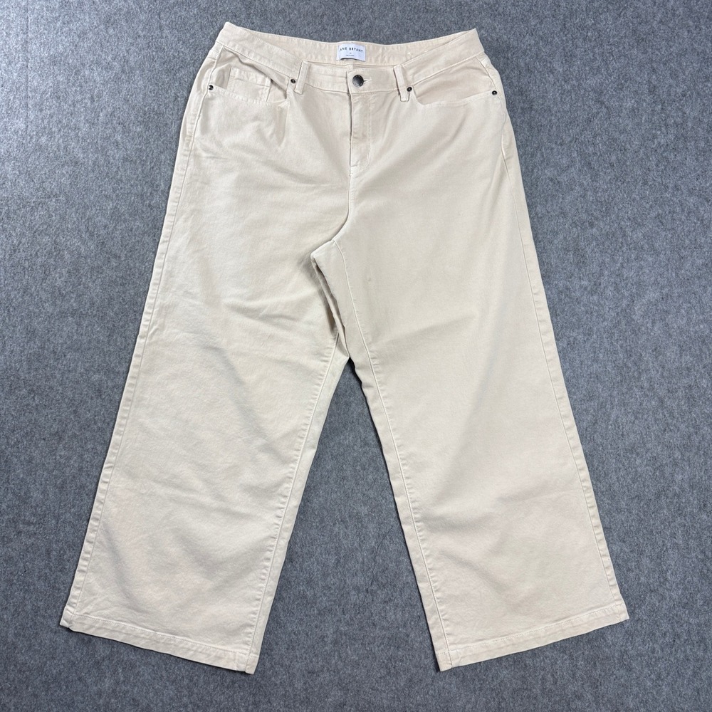 Lane Bryant Women's Signature Fit Wide Leg Mid-Rise Pants 37x30 Beige Tag 16